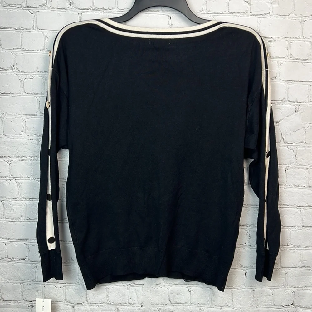 Charter Club Black Boatneck Button Detail Sweater Size Medium - Picture 5 of 5